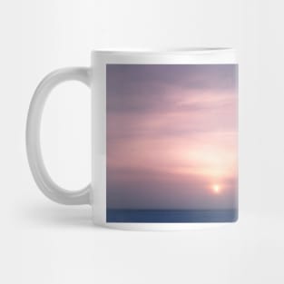 Sun through fog at lake winter morning landscape Mug